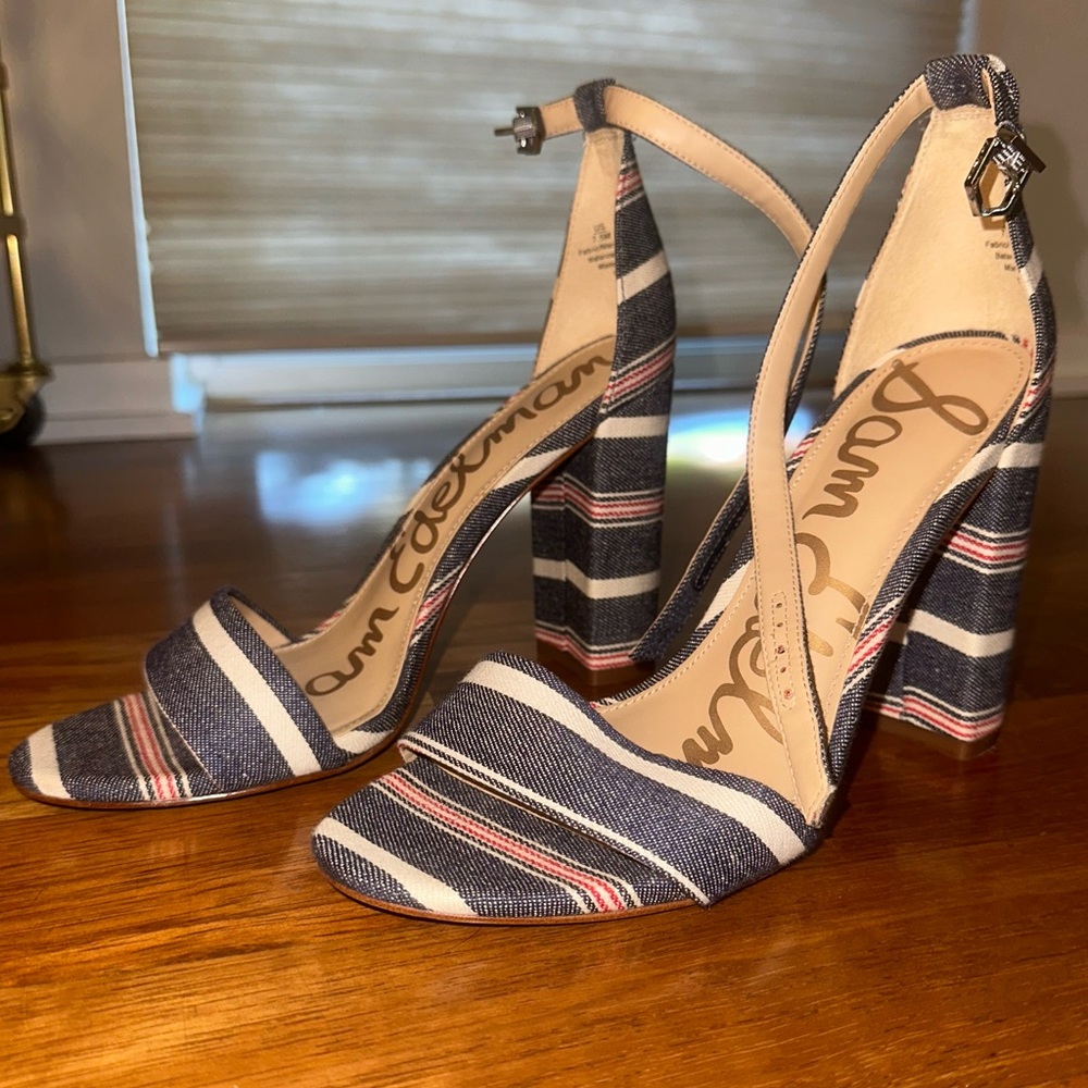 Sam Edelman Jean Stripe Yaro Block Heel Sandals